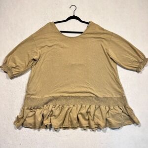 Oli & Hali Tunic Top Oversized Mineral Washed Ruffle Hem Boho Chic Size M/L